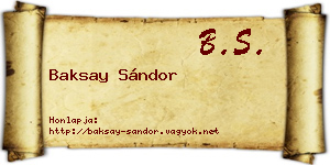 Baksay Sándor névjegykártya