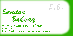 sandor baksay business card