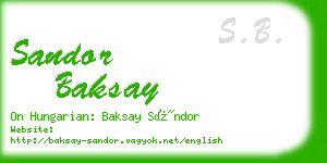 sandor baksay business card